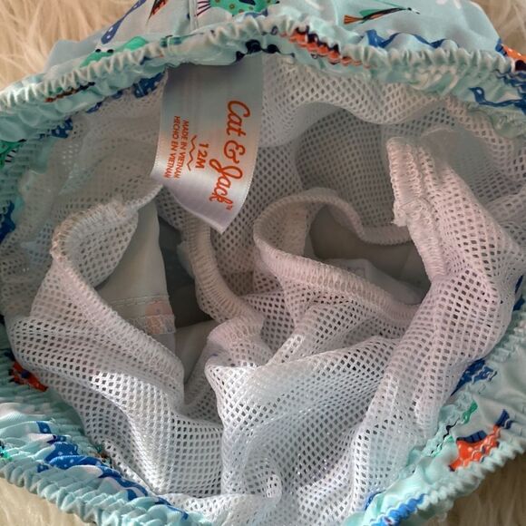 New Cat & Jack Swim trunks and New Flip Flops Trunks Size 12M Flip Flops Sz 6 - Picture 5 of 11